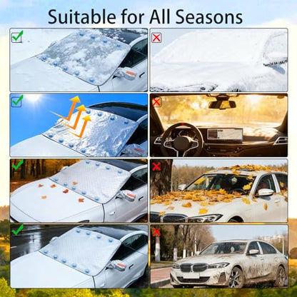 Soufsun Copriparabrezza Universale 4 Stagioni – Protezione da Neve, Ghiaccio e Sole